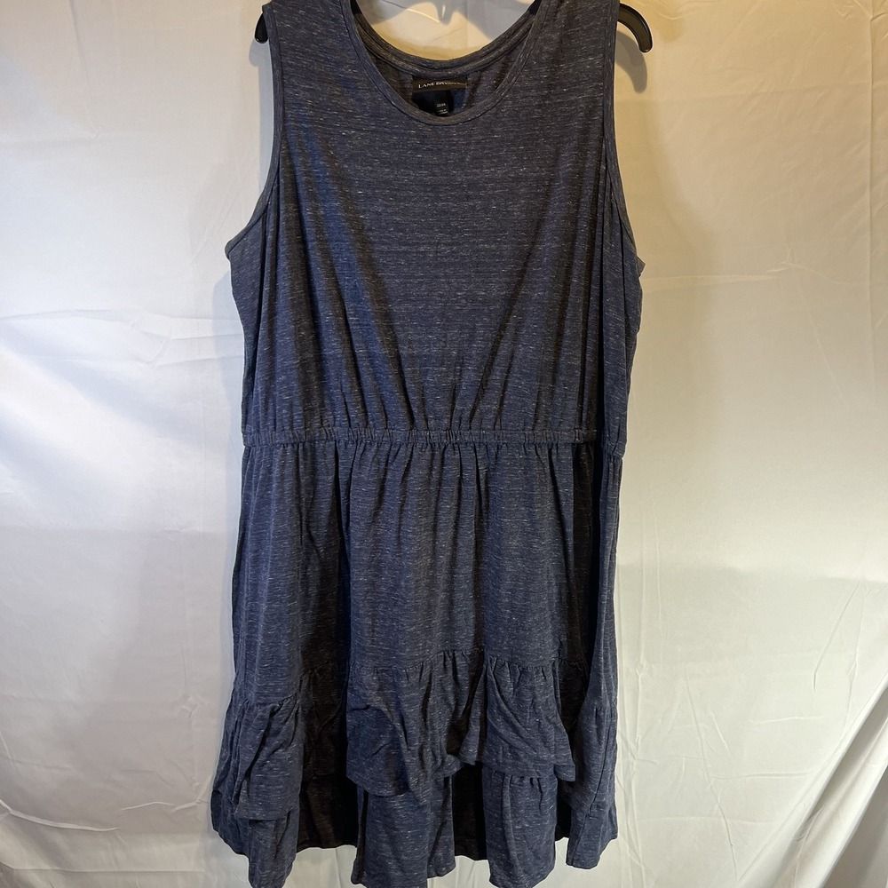 Lane Bryant Size 22/24 Heather Blue Cotton Dress‎ Sleeveless Layers Comfortable